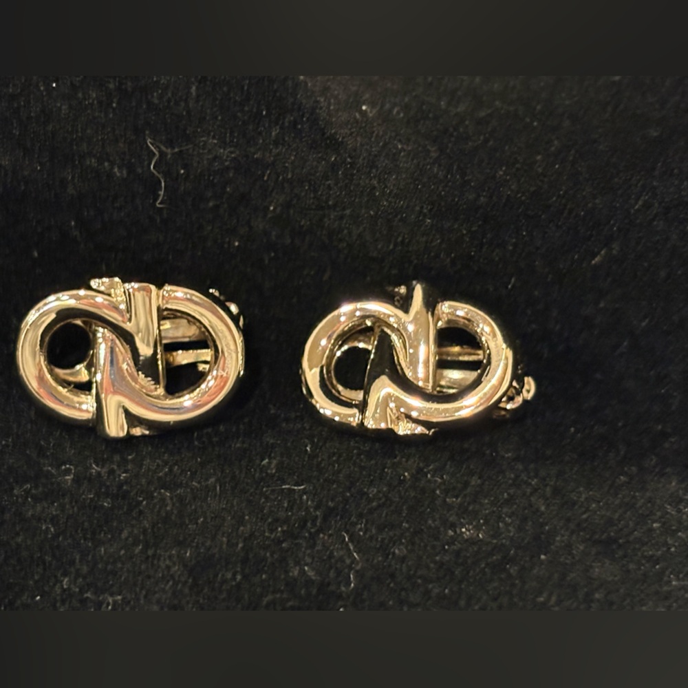 Salvatore Ferragamo Silver Vintage Interlocking Gancini Clip On Earrings